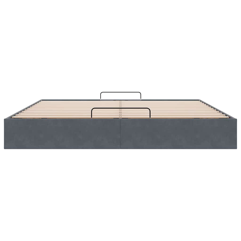 Ottoman-Bett ohne Matratze Dunkelgrau 160x200 cm Samt
