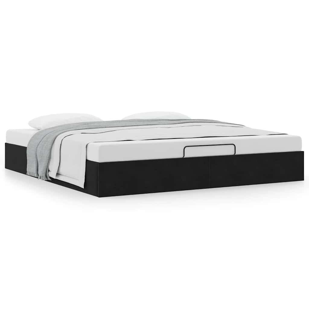 Ottoman-Bett ohne Matratze Schwarz 160x200 cm Samt