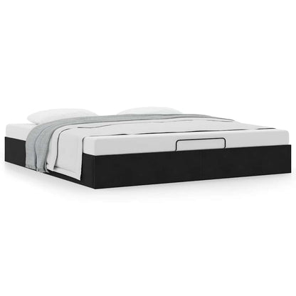 Ottoman-Bett ohne Matratze Schwarz 160x200 cm Samt