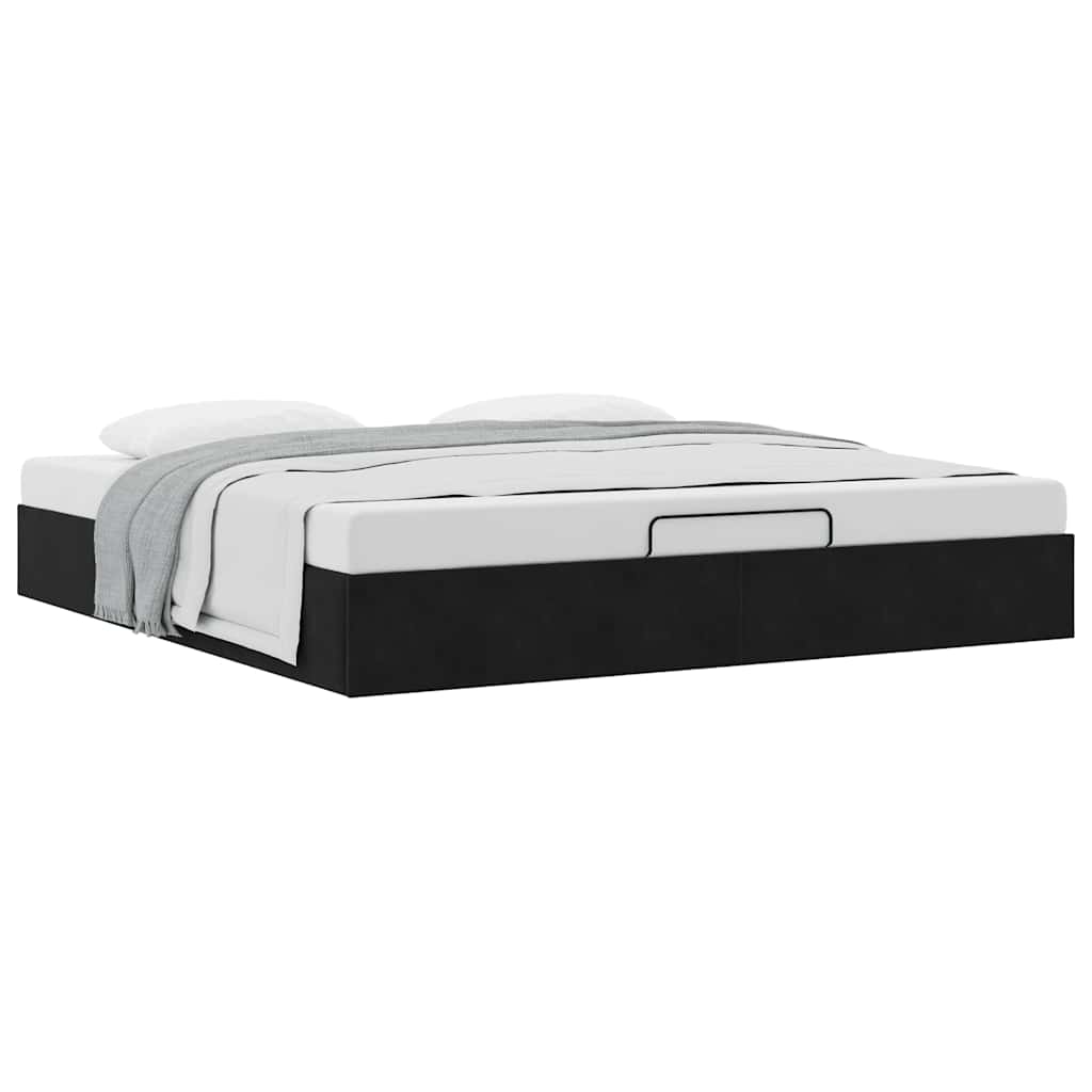 Ottoman-Bett ohne Matratze Schwarz 160x200 cm Samt