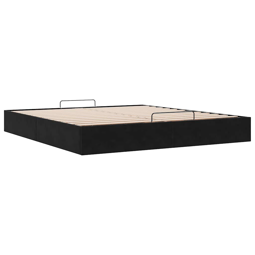 Ottoman-Bett ohne Matratze Schwarz 160x200 cm Samt