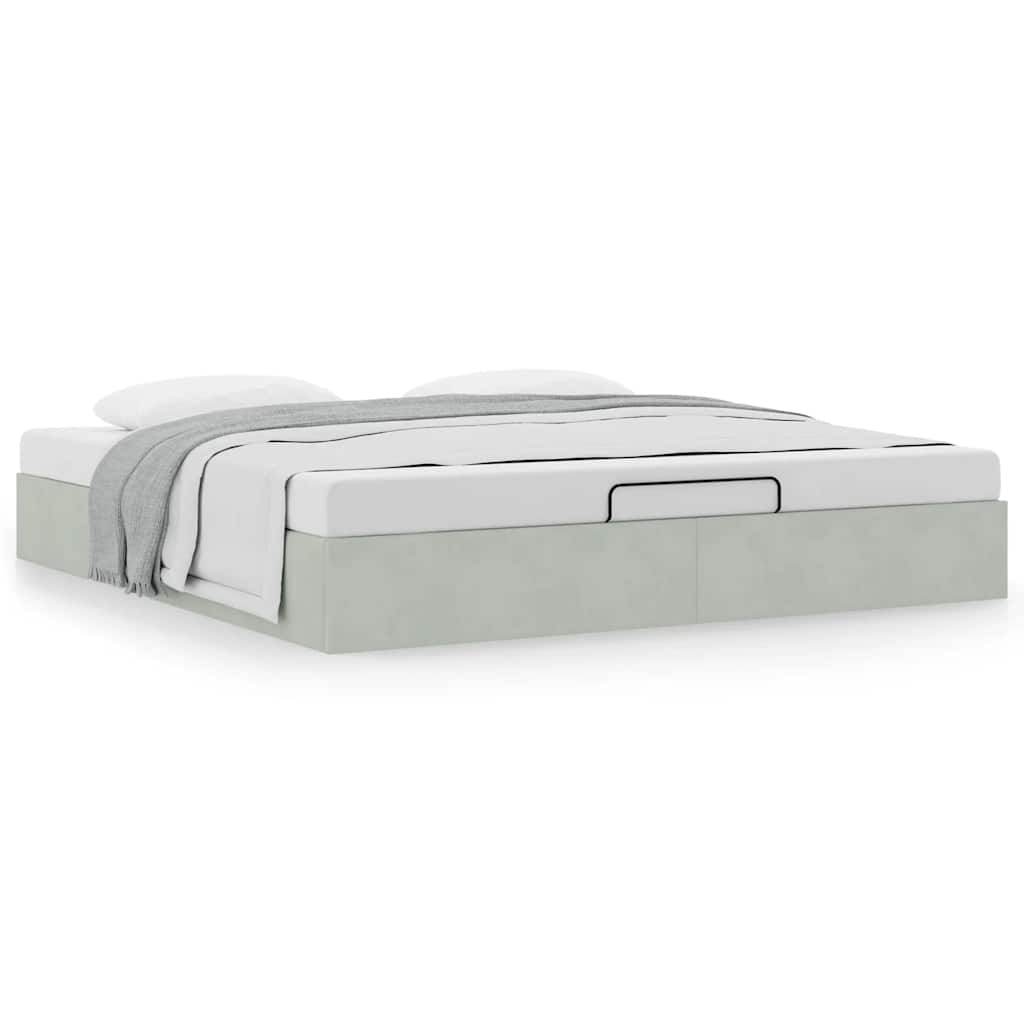 Ottoman-Bett ohne Matratze Hellgrau 180x200 cm Samt