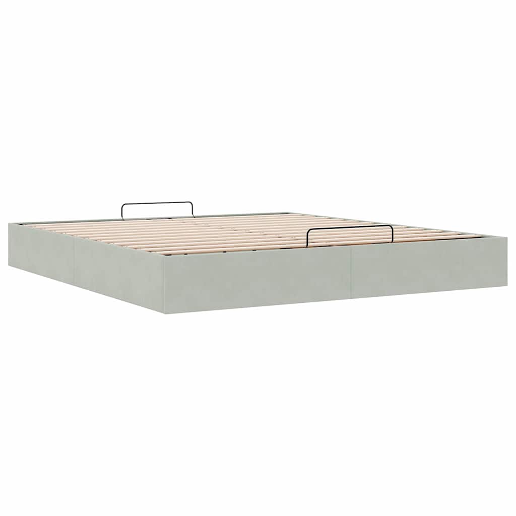 Ottoman-Bett ohne Matratze Hellgrau 180x200 cm Samt
