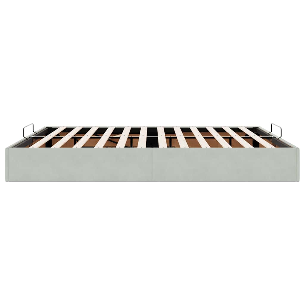 Ottoman-Bett ohne Matratze Hellgrau 180x200 cm Samt