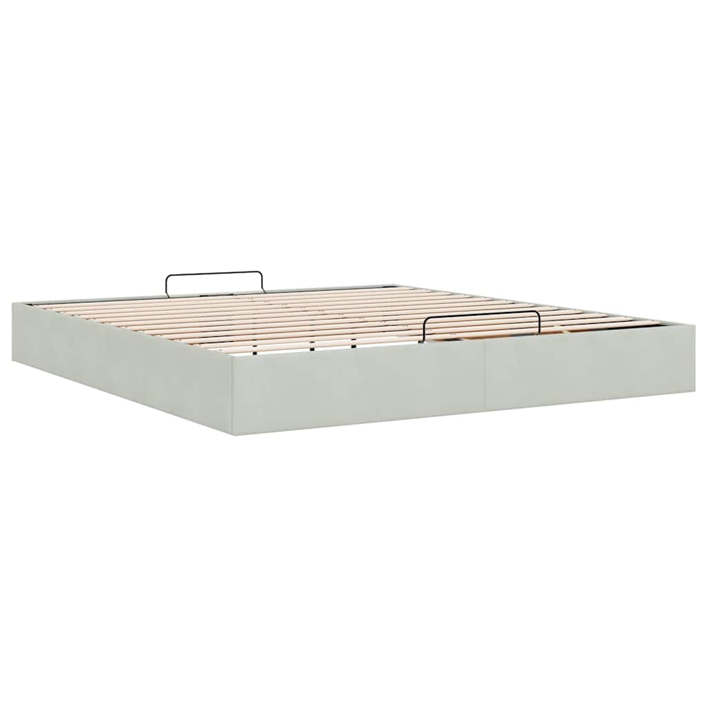 Ottoman-Bett ohne Matratze Hellgrau 180x200 cm Samt