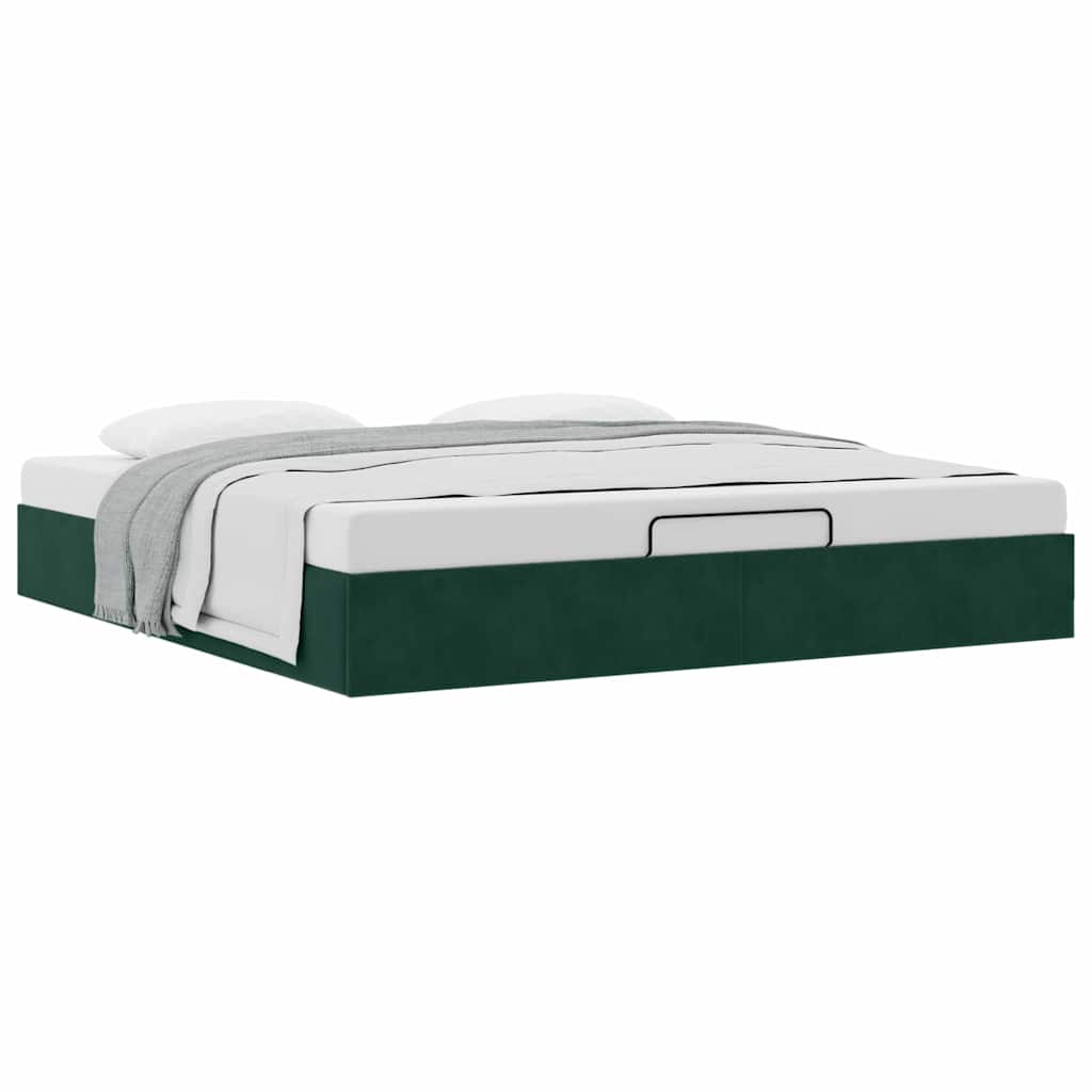 Ottoman-Bett ohne Matratze Dunkelgrün 180x200 cm Samt