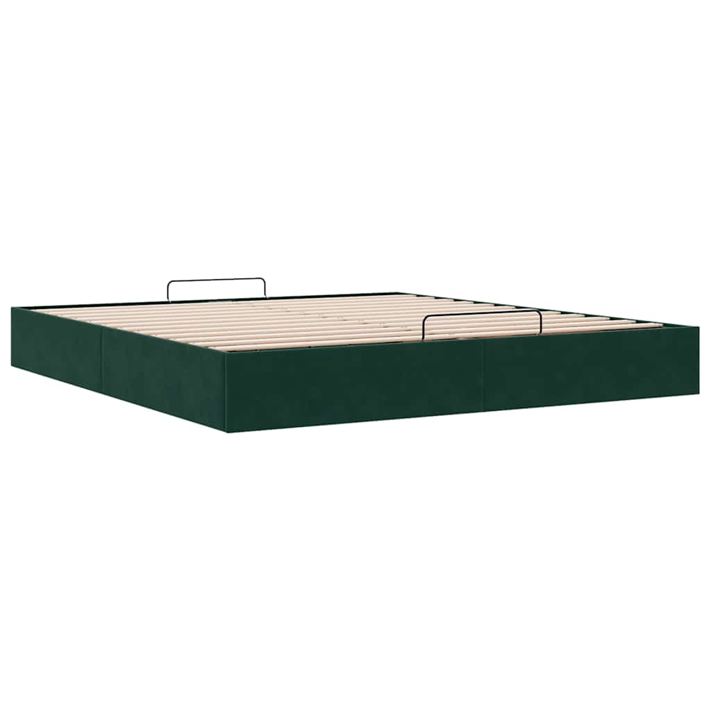 Ottoman-Bett ohne Matratze Dunkelgrün 180x200 cm Samt