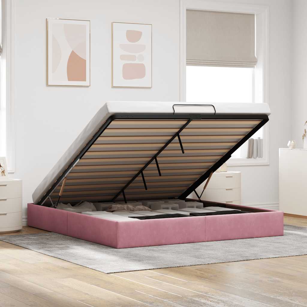 Ottoman-Bett ohne Matratze Rosa 180x200 cm Samt