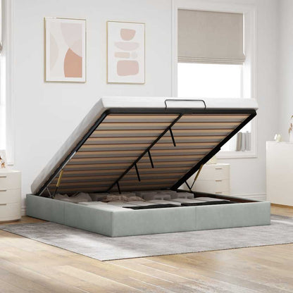 Ottoman-Bett ohne Matratze Hellgrau 200x200 cm Samt