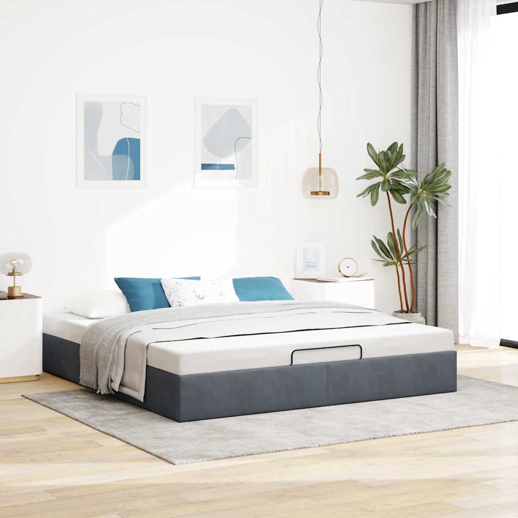 Ottoman-Bett ohne Matratze Dunkelgrau 200x200 cm Samt