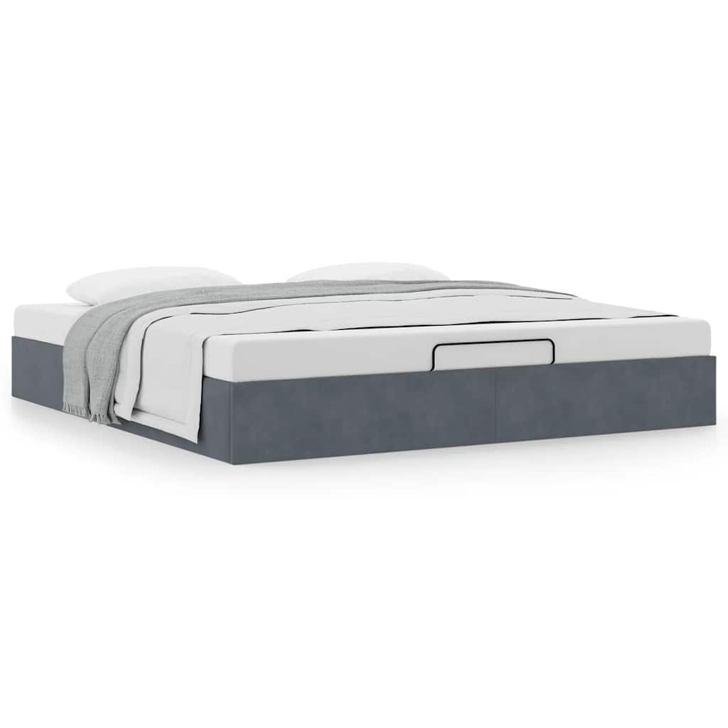Ottoman-Bett ohne Matratze Dunkelgrau 200x200 cm Samt