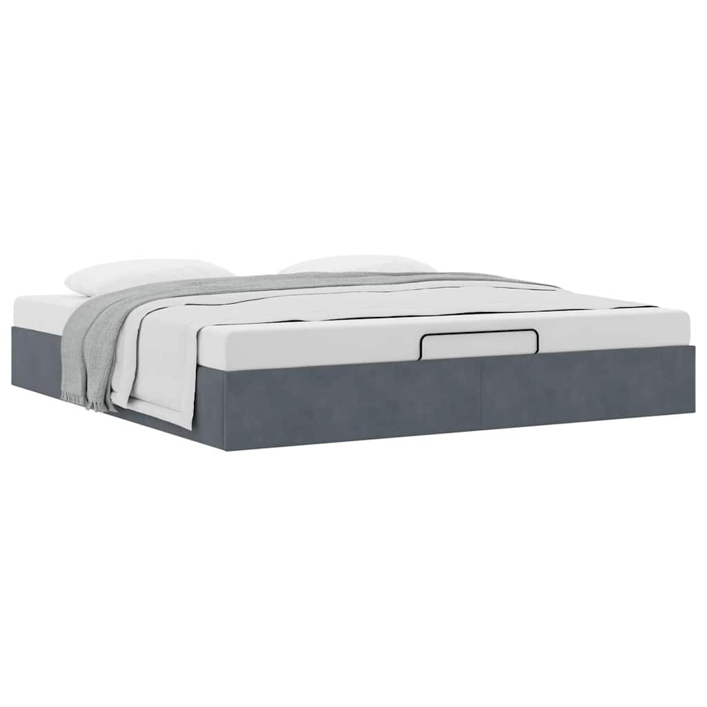 Ottoman-Bett ohne Matratze Dunkelgrau 200x200 cm Samt