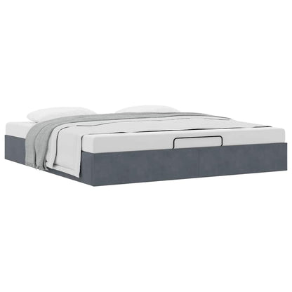 Ottoman-Bett ohne Matratze Dunkelgrau 200x200 cm Samt