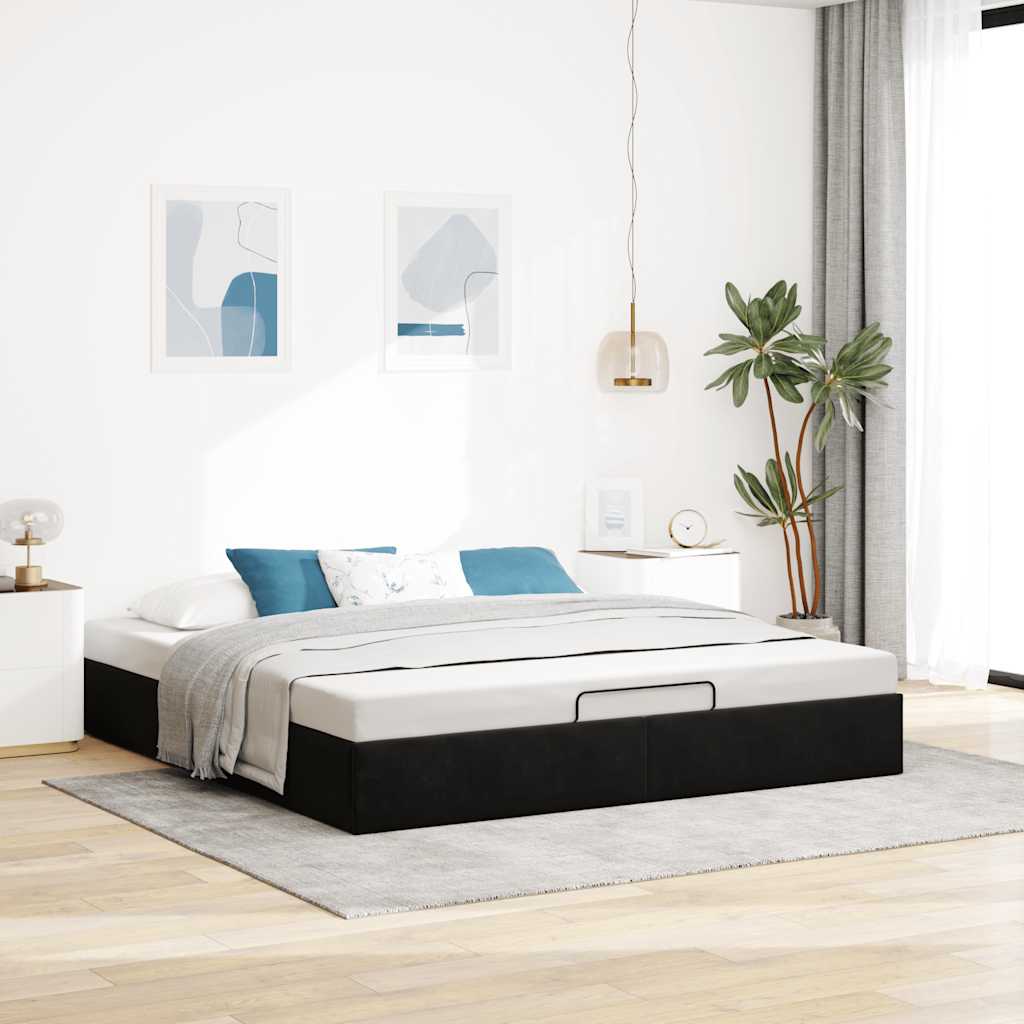 Ottoman-Bett ohne Matratze Schwarz 200x200 cm Samt