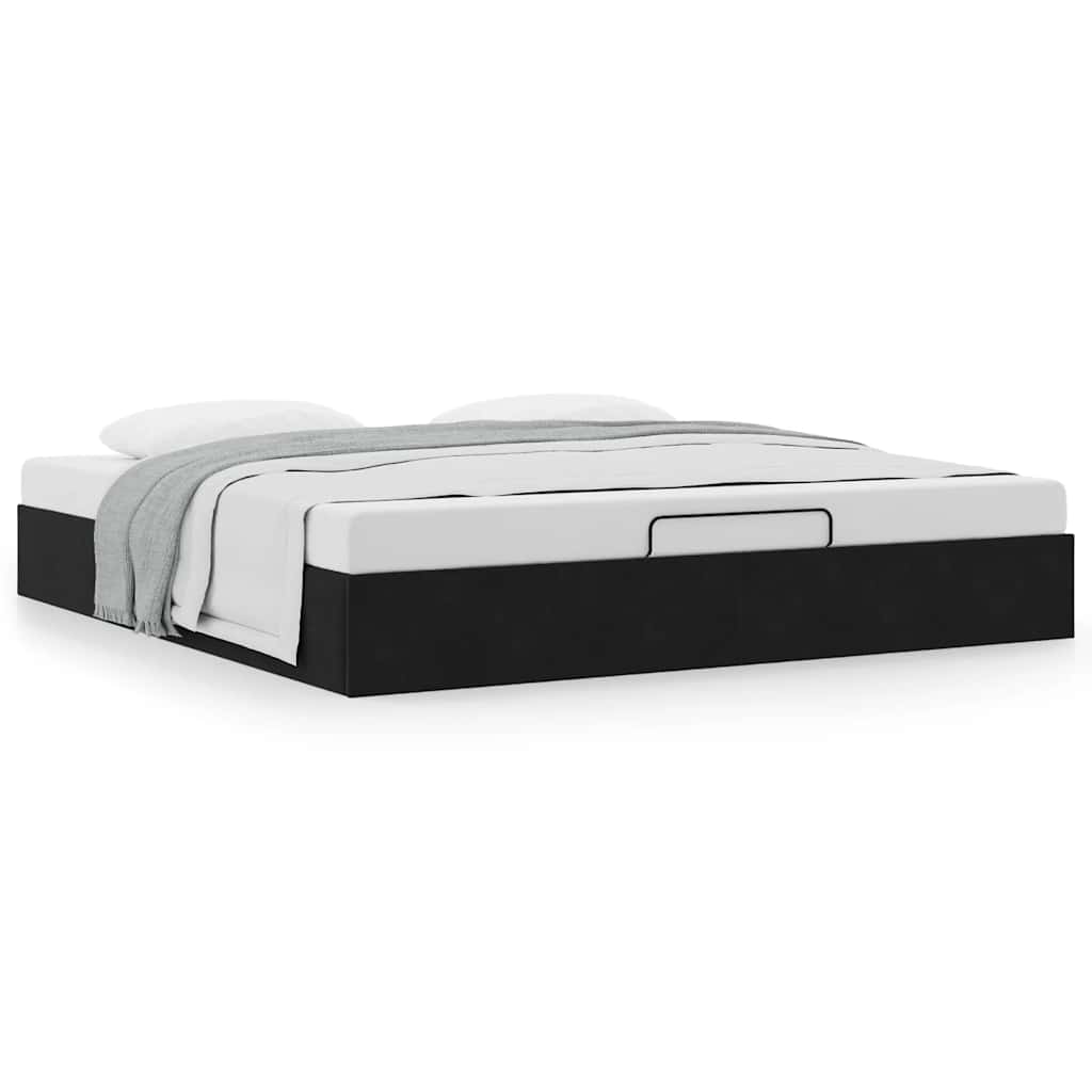 Ottoman-Bett ohne Matratze Schwarz 200x200 cm Samt