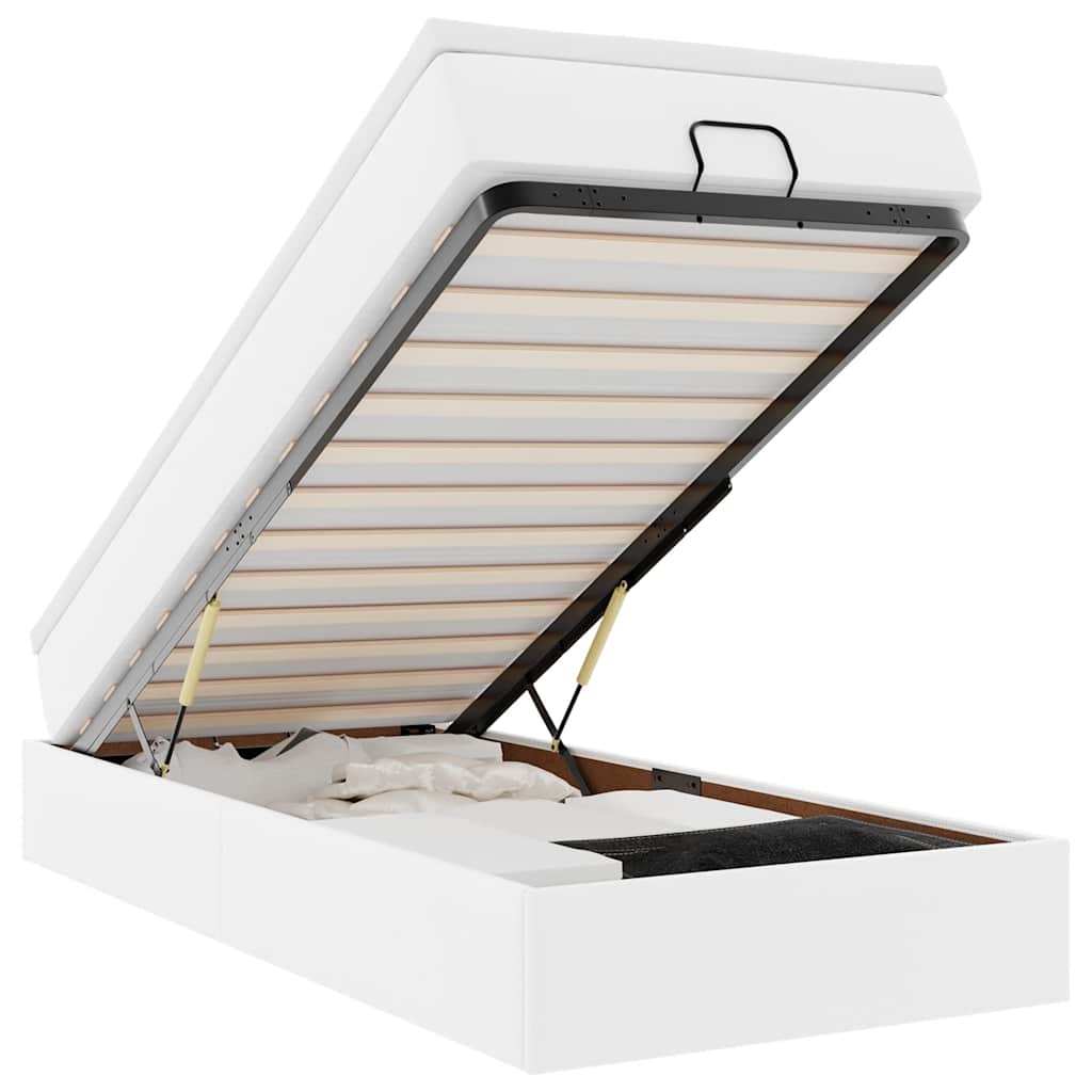 Ottoman-Bett mit Matratze Weiß 80x200 cm Kunstleder