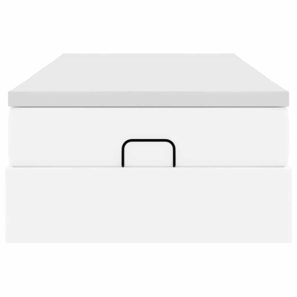 Ottoman-Bett mit Matratze Weiß 80x200 cm Kunstleder