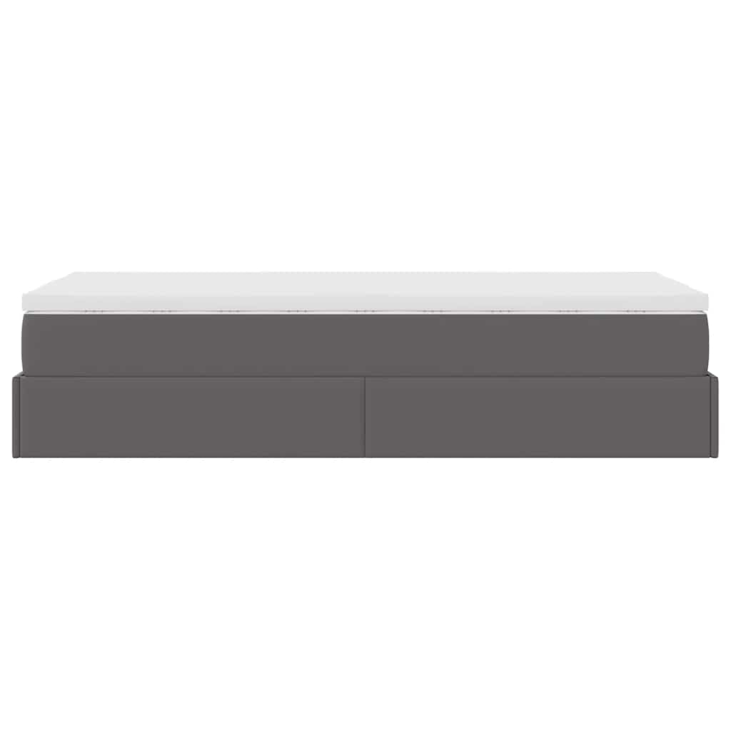 Ottoman-Bett mit Matratze Grau 90x190 cm Kunstleder