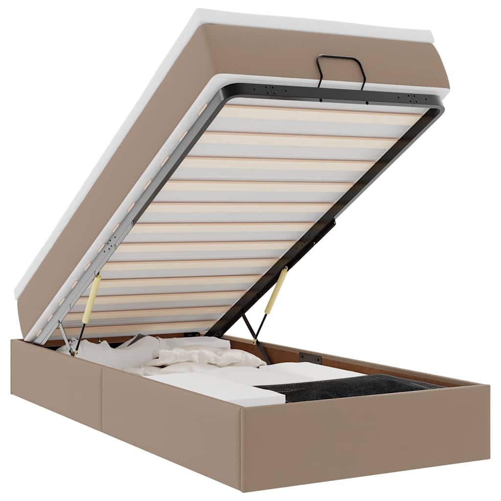Ottoman-Bett mit Matratze Cappuccino-Braun 90x190 cm Kunstleder