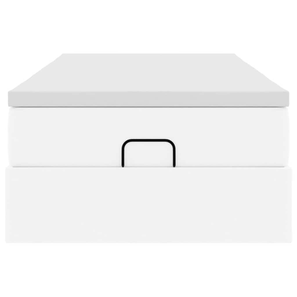 Ottoman-Bett mit Matratze Weiß 100x200 cm Kunstleder