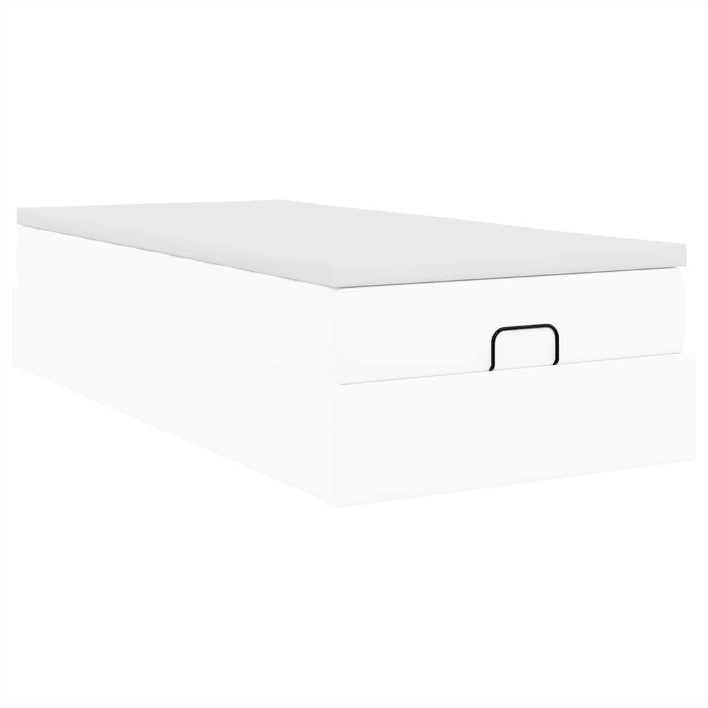 Ottoman-Bett mit Matratze Weiß 100x200 cm Kunstleder