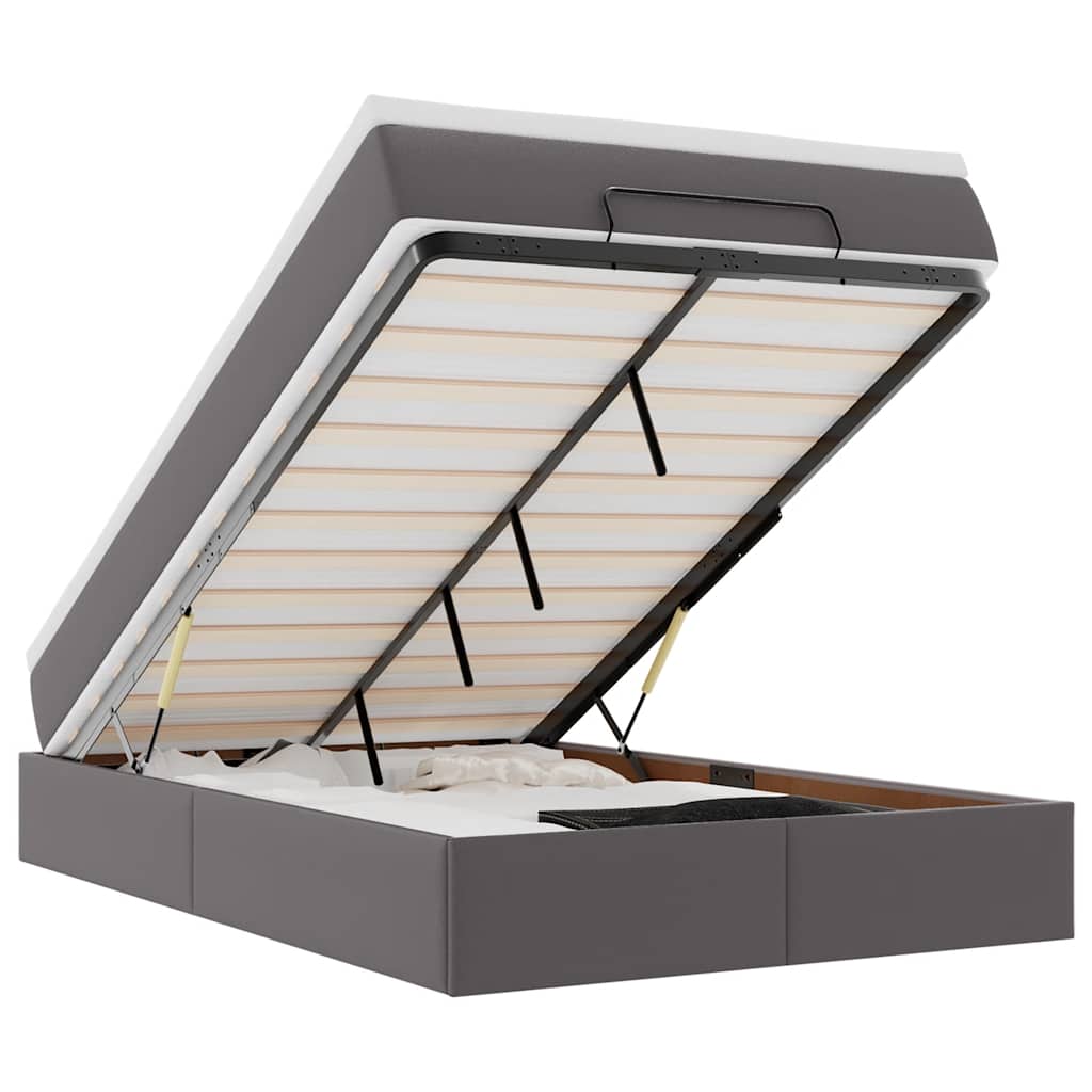 Ottoman-Bett mit Matratze Grau 120x190 cm Kunstleder
