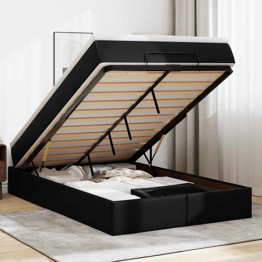 Ottoman-Bett mit Matratze Schwarz 120x200 cm Kunstleder
