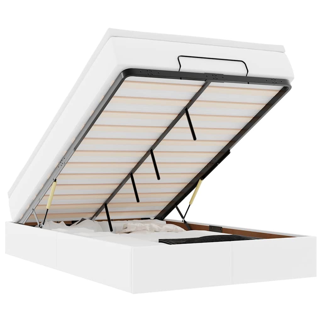 Ottoman-Bett mit Matratze Weiß 120x200 cm Kunstleder