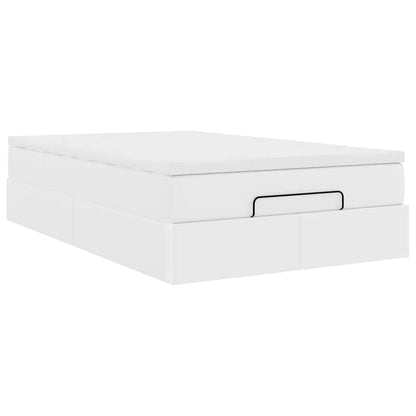 Ottoman-Bett mit Matratze Weiß 120x200 cm Kunstleder