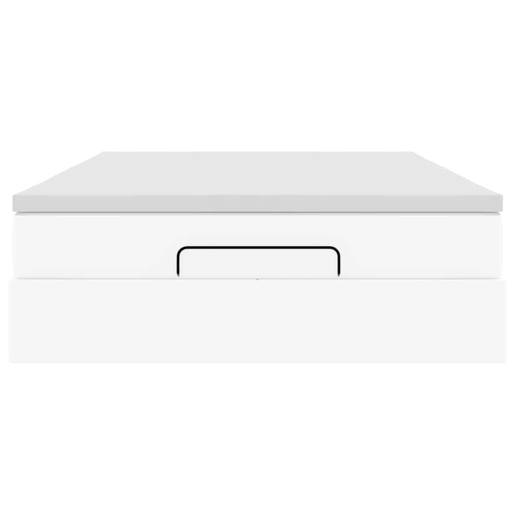 Ottoman-Bett mit Matratze Weiß 140x190 cm Kunstleder