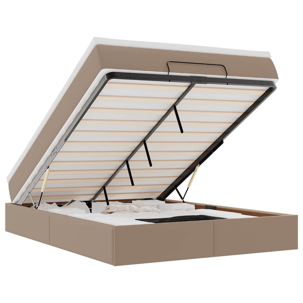 Ottoman-Bett mit Matratze Cappuccino-Braun 140x190cm Kunstleder