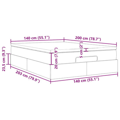 Ottoman-Bett mit Matratze Schwarz 140x200 cm Kunstleder