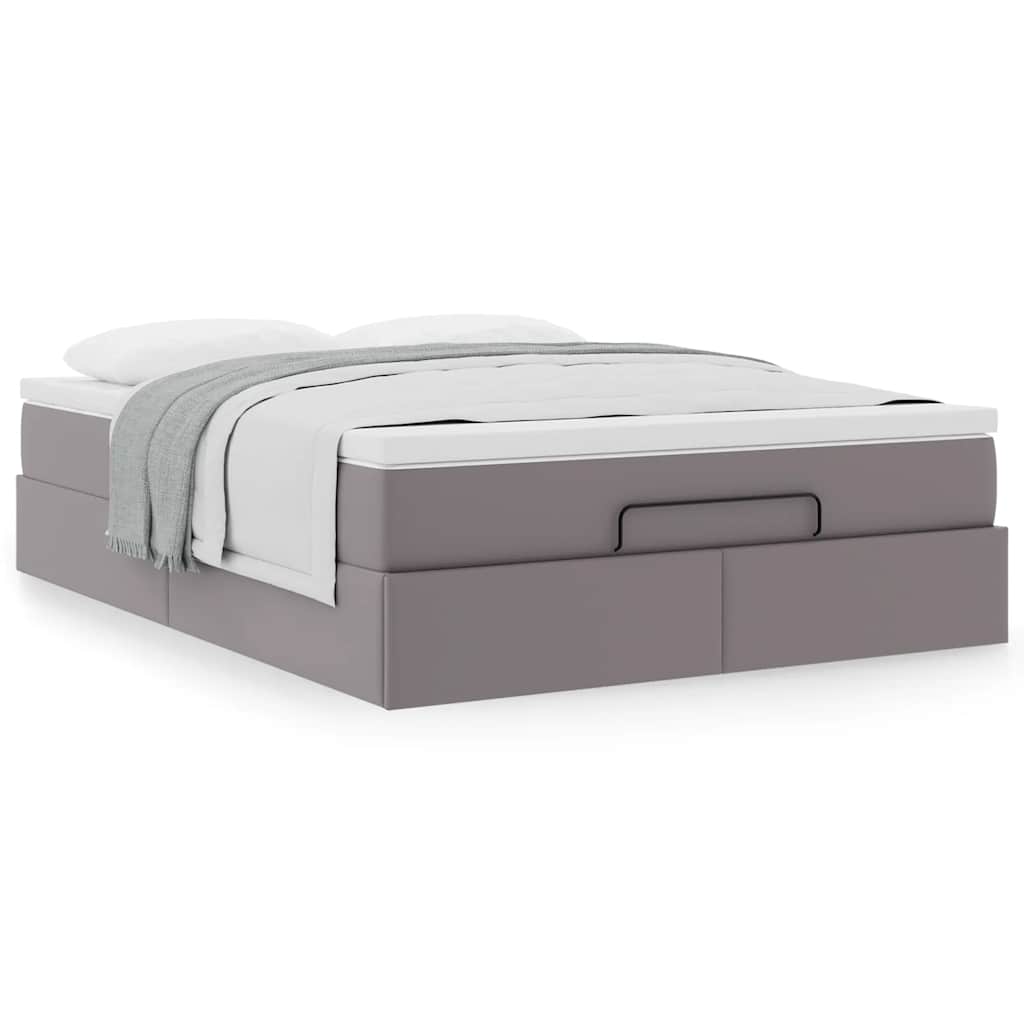 Ottoman-Bett mit Matratze Grau 140x200 cm Kunstleder
