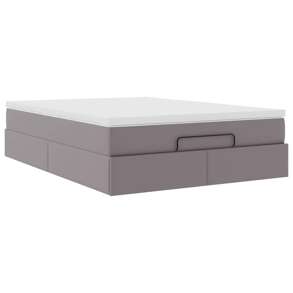 Ottoman-Bett mit Matratze Grau 140x200 cm Kunstleder