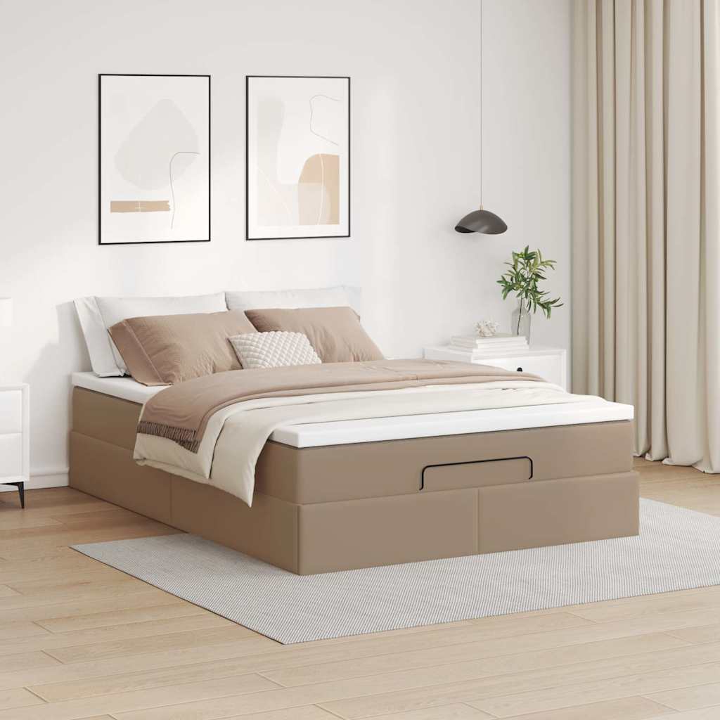 Ottoman-Bett mit Matratze Cappuccino-Braun 140x200cm Kunstleder