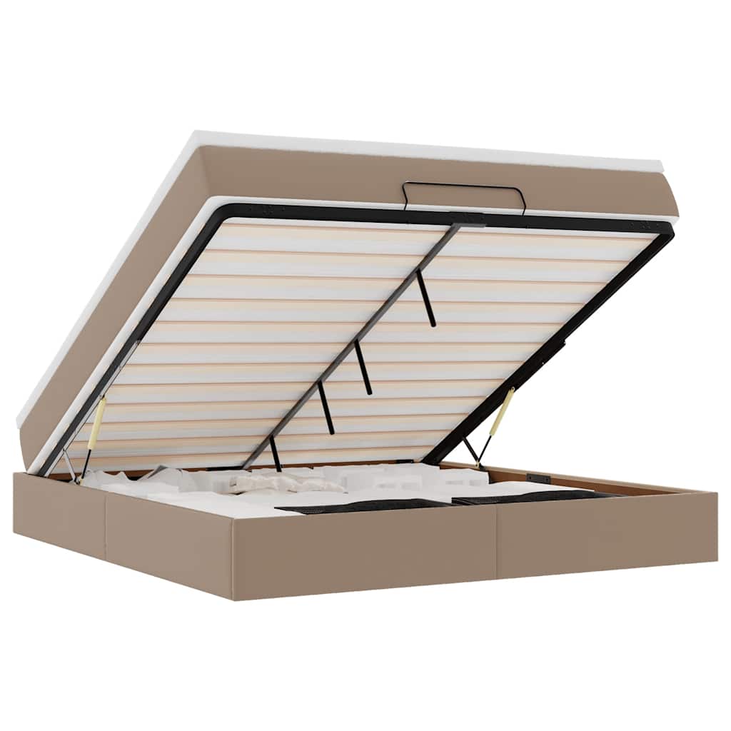 Ottoman-Bett mit Matratze Cappuccino-Braun 160x200cm Kunstleder