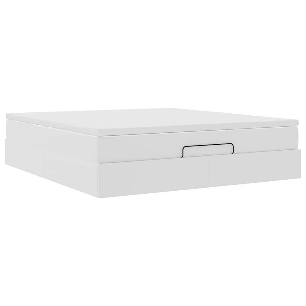 Ottoman-Bett mit Matratze Weiß 180x200 cm Kunstleder