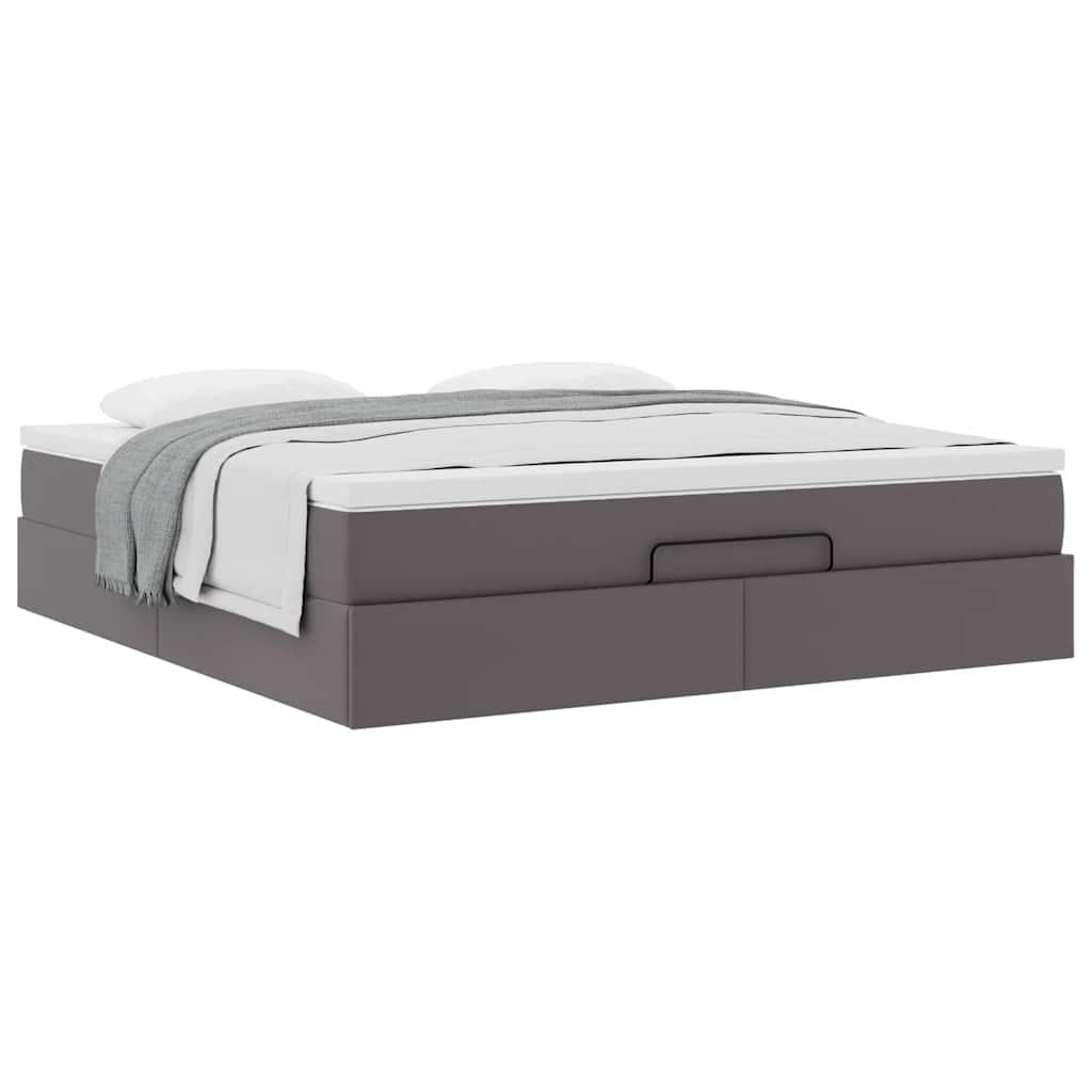 Ottoman-Bett mit Matratze Grau 180x200 cm Kunstleder