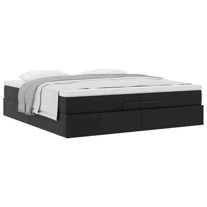 Ottoman-Bett mit Matratzen Schwarz 200x200 cm Kunstleder