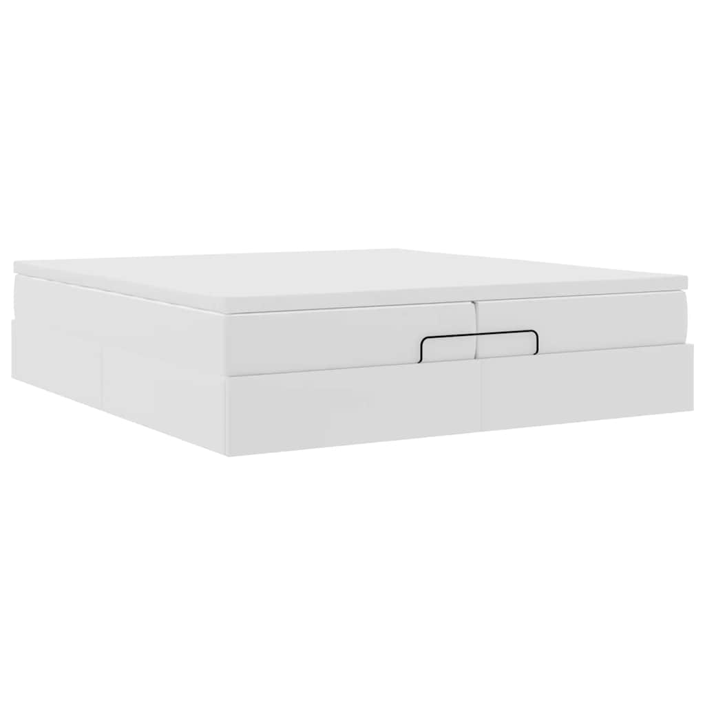 Ottoman-Bett mit Matratzen Weiß 200x200 cm Kunstleder