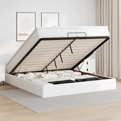 Ottoman-Bett mit Matratzen Weiß 200x200 cm Kunstleder
