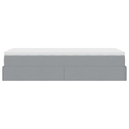 Ottoman-Bett mit Matratze Hellgrau 80x200 cm Stoff