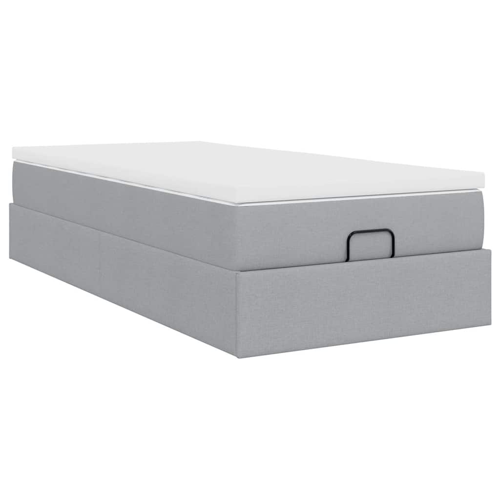 Ottoman-Bett mit Matratze Hellgrau 80x200 cm Stoff