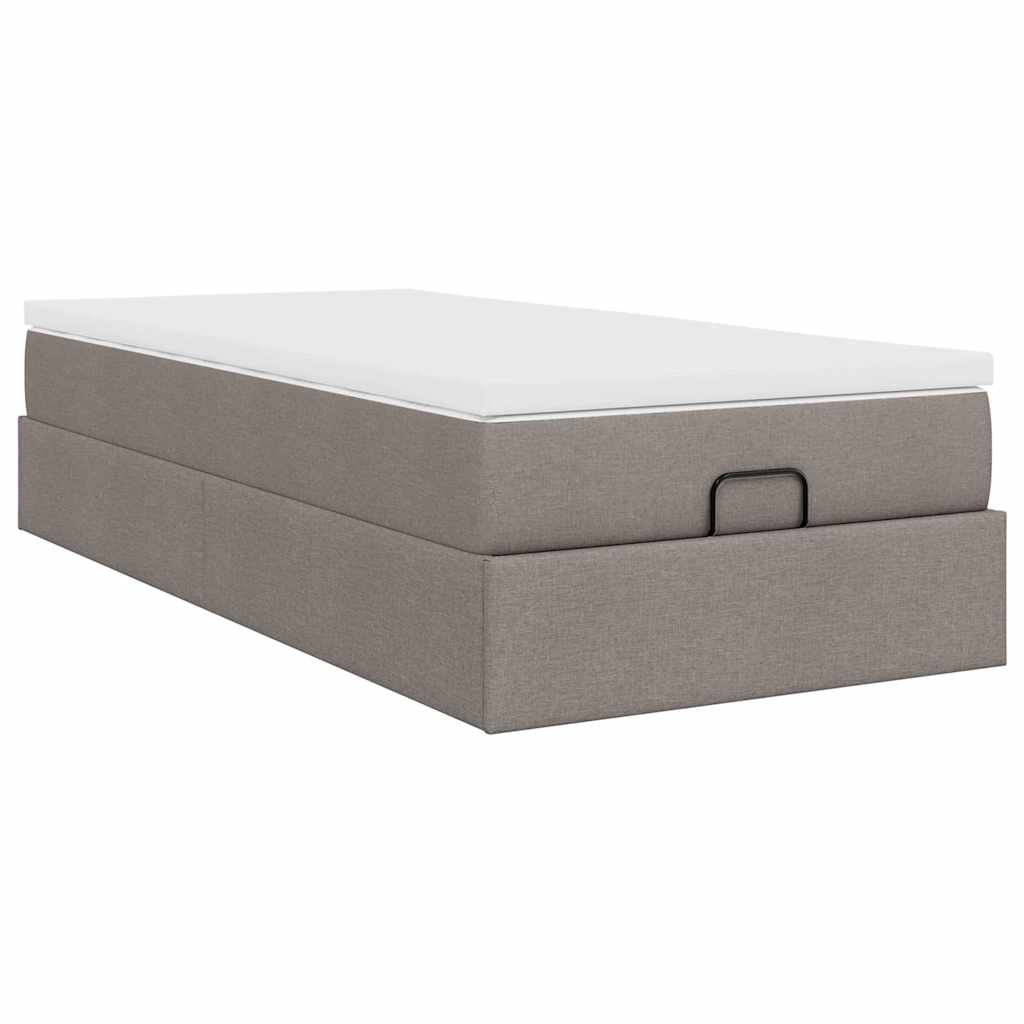 Ottoman-Bett mit Matratze Taupe 80x200 cm Stoff