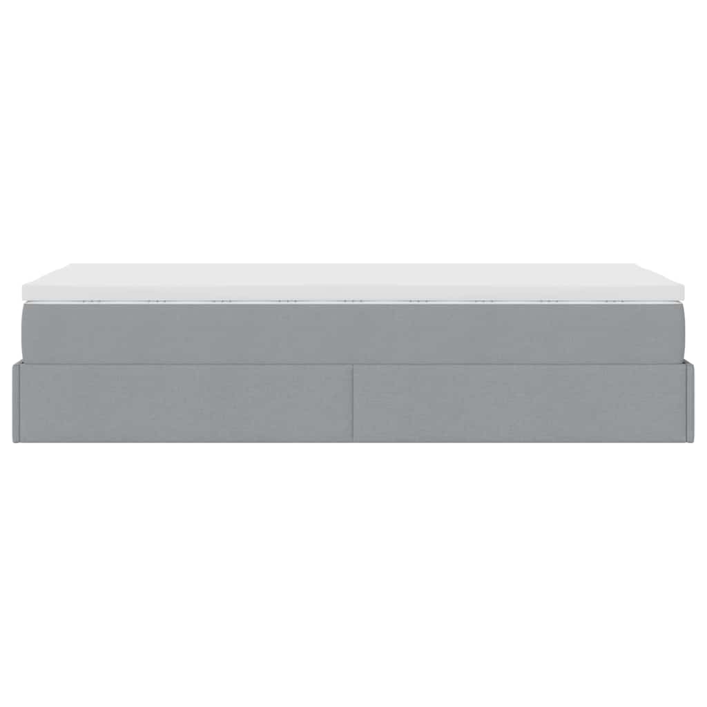 Ottoman-Bett mit Matratze Hellgrau 90x190 cm Stoff