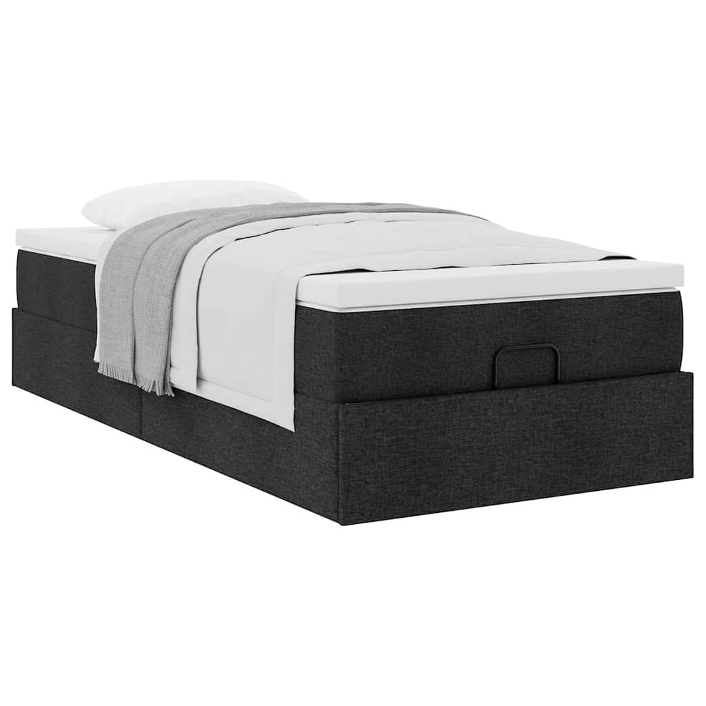 Ottoman-Bett mit Matratze Schwarz 90x190 cm Stoff