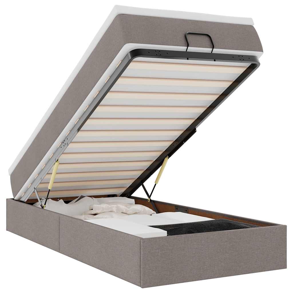 Ottoman-Bett mit Matratze Taupe 90x190 cm Stoff