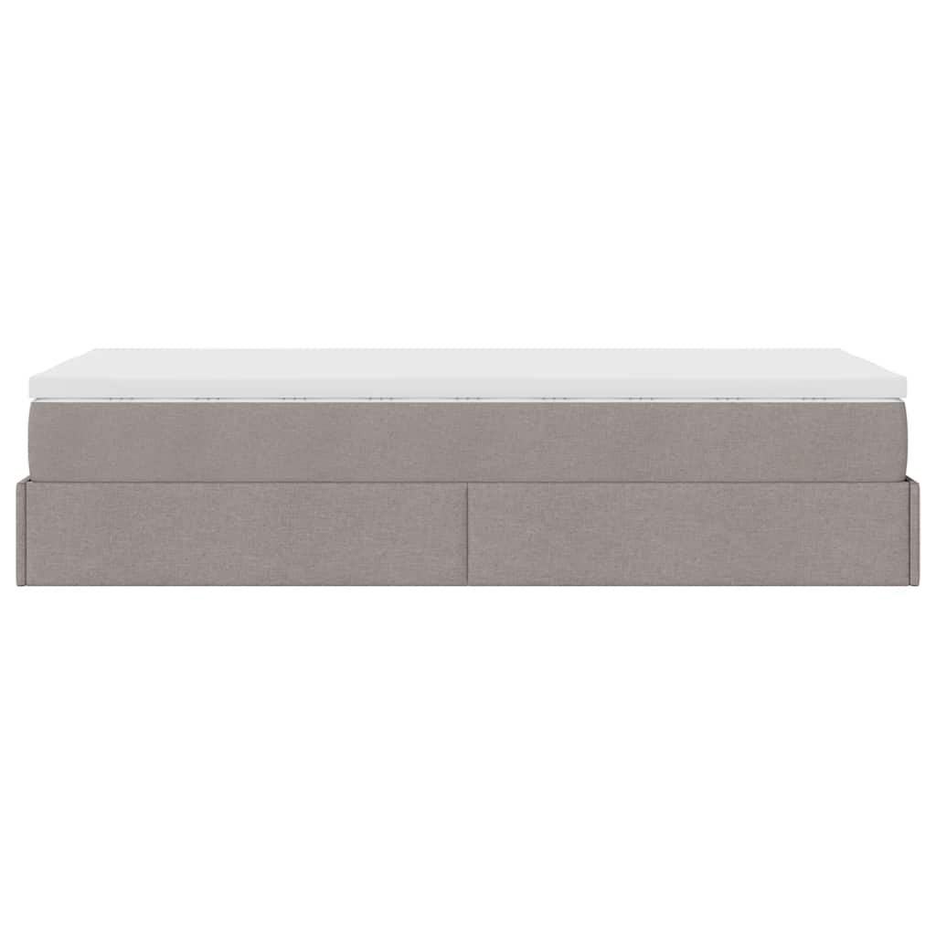 Ottoman-Bett mit Matratze Taupe 90x190 cm Stoff