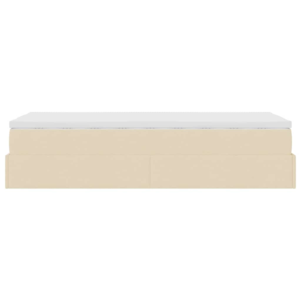 Ottoman-Bett mit Matratze Creme 90x190 cm Stoff
