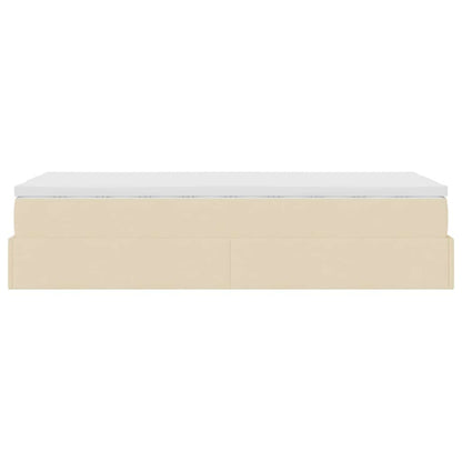 Ottoman-Bett mit Matratze Creme 90x190 cm Stoff
